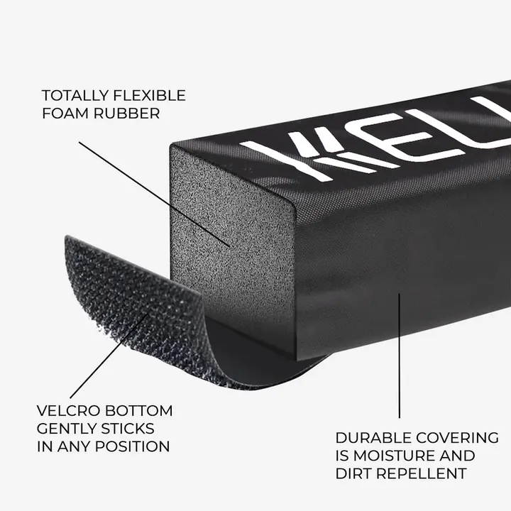 Sezione di FlexiStick con nucleo in schiuma flessibile e striscia di velcro sul lato inferiore